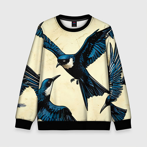 Детский свитшот Ласточки / 3D-Черный – фото 1
