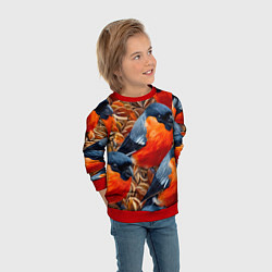 Свитшот детский Снегири, цвет: 3D-красный — фото 2