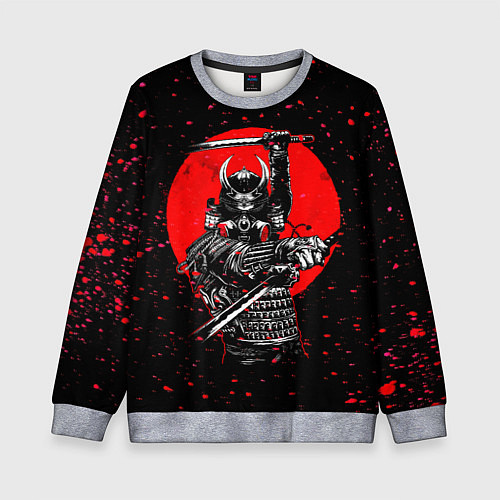 Детский свитшот Кровавый самурай и луна / 3D-Меланж – фото 1