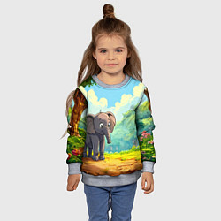 Свитшот детский Слоненок в лесу, цвет: 3D-меланж — фото 2
