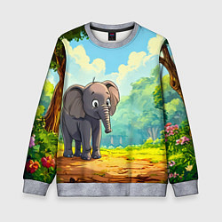 Свитшот детский Слоненок в лесу, цвет: 3D-меланж