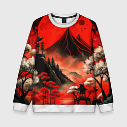 Детский свитшот Япония природа в красном цвете