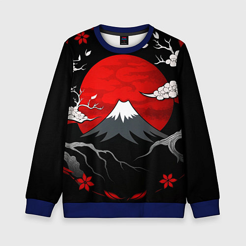 Детский свитшот Японский вулкан / 3D-Синий – фото 1
