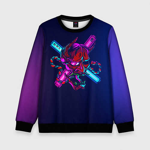 Детский свитшот Демон они неоновый / 3D-Черный – фото 1