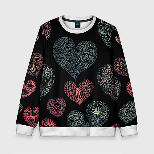 Детский свитшот Сердца в виде узоров / 3D-Белый – фото 1