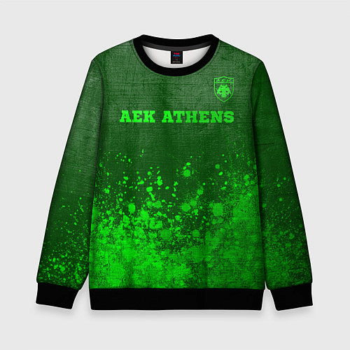 Детский свитшот AEK Athens - green gradient посередине / 3D-Черный – фото 1