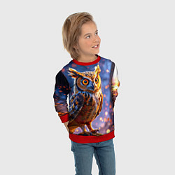 Свитшот детский Золотистая сова, цвет: 3D-красный — фото 2