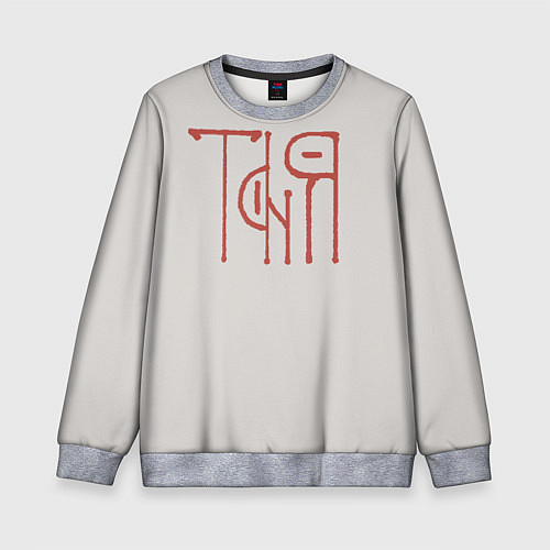 Детский свитшот Вязью Татьяна - красная надпись / 3D-Меланж – фото 1