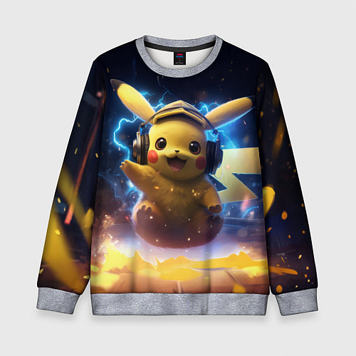 Детский свитшот Пикачу диджей / 3D-Меланж – фото 1