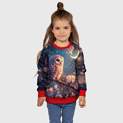 Свитшот детский Сова и месяц, цвет: 3D-красный — фото 2