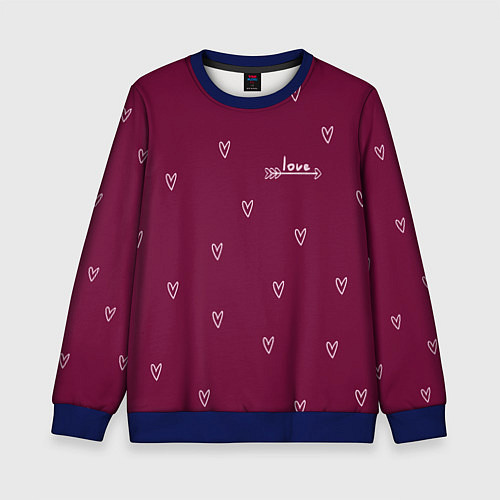 Детский свитшот Сердца ко дню Святого Валентина / 3D-Синий – фото 1