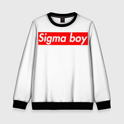 Свитшот детский A real sigma boy merch meme надпись из песни в тик, цвет: 3D-черный