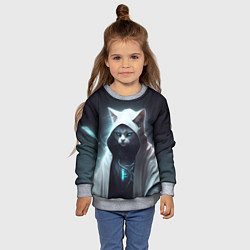 Свитшот детский Инопланетный белый кот, цвет: 3D-меланж — фото 2