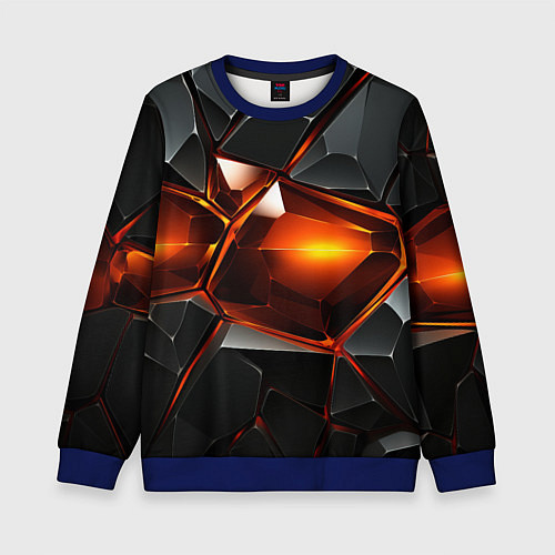 Детский свитшот Красные стекла и черные камни - текстура / 3D-Синий – фото 1