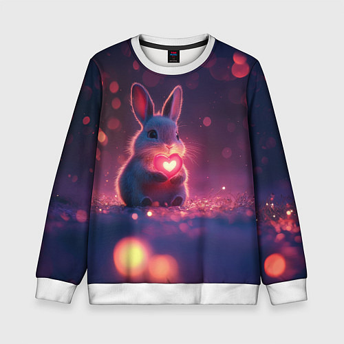 Детский свитшот Зайчик держит сердечко / 3D-Белый – фото 1