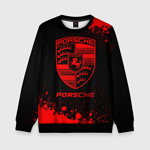 Детский свитшот Porsche - red gradient / 3D-Черный – фото 1