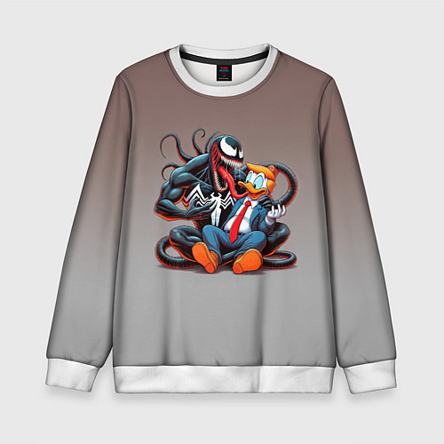 Детский свитшот Venom and Duck-Donald - ai art fantasy / 3D-Белый – фото 1