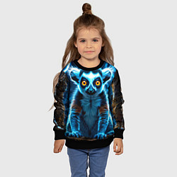 Свитшот детский Лемур и удар молнии, цвет: 3D-черный — фото 2