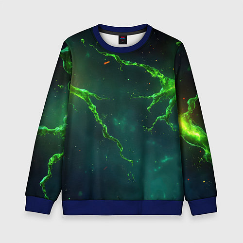 Детский свитшот Зеленые статичные брызги / 3D-Синий – фото 1