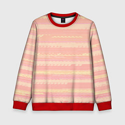 Свитшот детский Нежный персиковый полосатый, цвет: 3D-красный