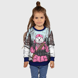 Свитшот детский Русский медведь в розовой куртке, цвет: 3D-синий — фото 2