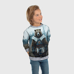 Свитшот детский Воин русский медведь, цвет: 3D-меланж — фото 2