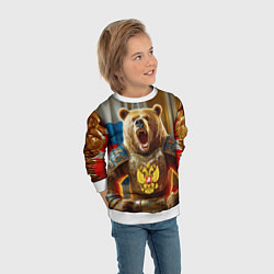 Свитшот детский Русский медведь грозный воин, цвет: 3D-белый — фото 2