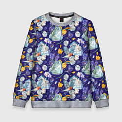 Свитшот детский Крокусы и зяблик во льдах, цвет: 3D-меланж
