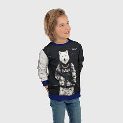 Свитшот детский Волк с автоматом и золотой цепью, цвет: 3D-синий — фото 2