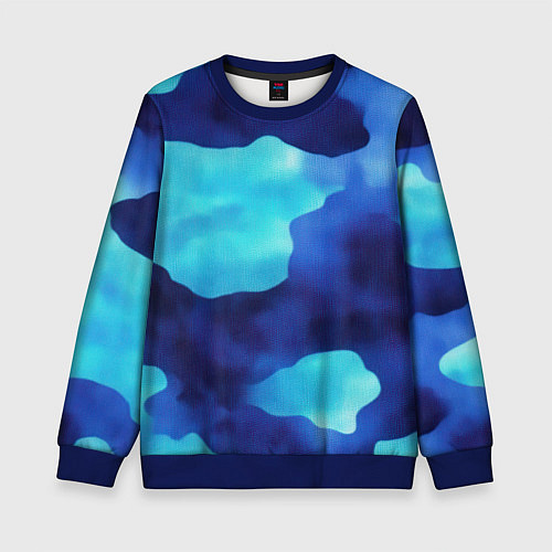 Детский свитшот Камуфляж в синих оттенках / 3D-Синий – фото 1