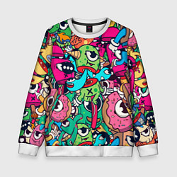 Свитшот детский Color doodle monsters, цвет: 3D-белый
