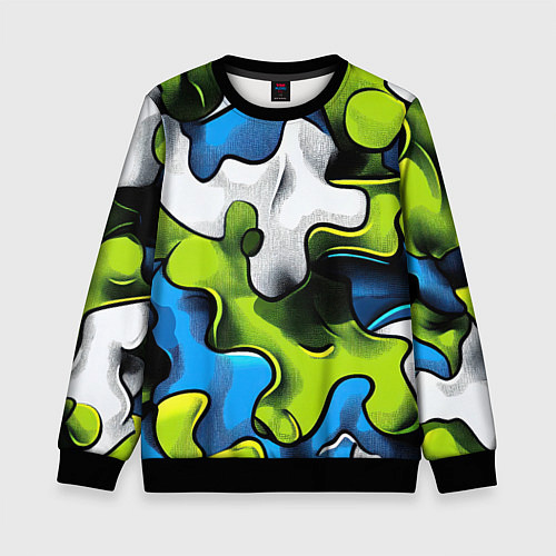 Детский свитшот Камуфляж в стиле графитти / 3D-Черный – фото 1