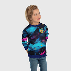 Свитшот детский Герб РФ на текстурном камуфляже, цвет: 3D-синий — фото 2