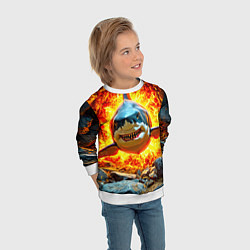 Свитшот детский Акула в огне, цвет: 3D-белый — фото 2