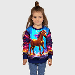 Свитшот детский Лошадь в ярких лучах, цвет: 3D-синий — фото 2