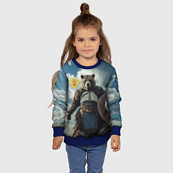 Свитшот детский Русский медведь с щитом, цвет: 3D-синий — фото 2