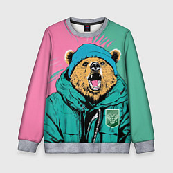 Детский свитшот Злой медведь в зимней одежде