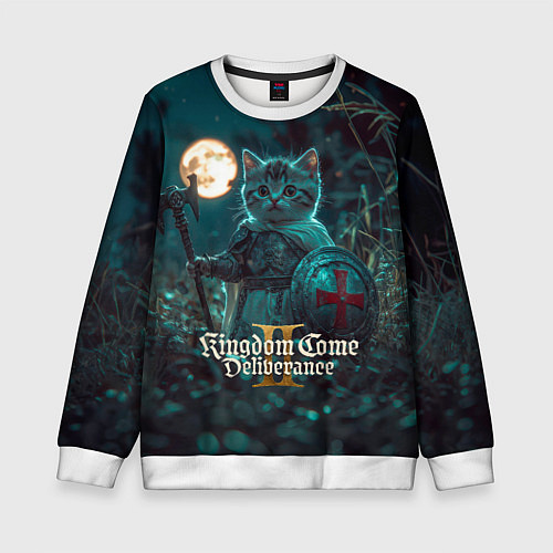 Детский свитшот Kingdom Come Deliverance 2 котенок рыцарь / 3D-Белый – фото 1
