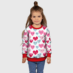 Свитшот детский Сердечки-смайлики, цвет: 3D-красный — фото 2