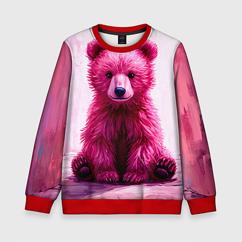 Детский свитшот Розовый медведь / 3D-Красный – фото 1