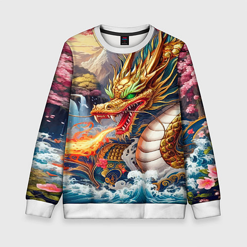 Детский свитшот Dragon tattoo - irezumi / 3D-Белый – фото 1