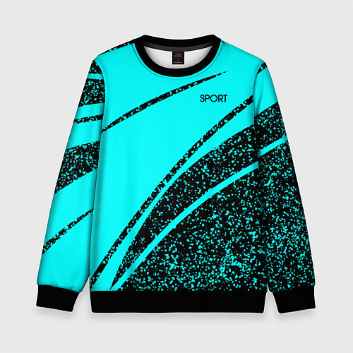 Детский свитшот Sport голубой с чёрным в крапинку / 3D-Черный – фото 1
