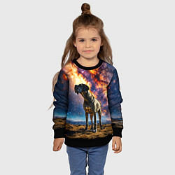 Свитшот детский Немецкий дог и космическое небо, цвет: 3D-черный — фото 2
