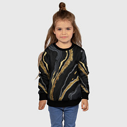 Свитшот детский Узоры черного мрамора с золотом, цвет: 3D-черный — фото 2