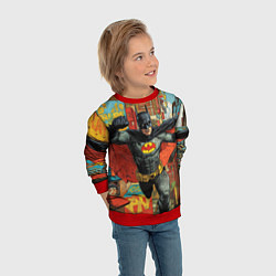 Свитшот детский Бэтмен на фоне города, цвет: 3D-красный — фото 2