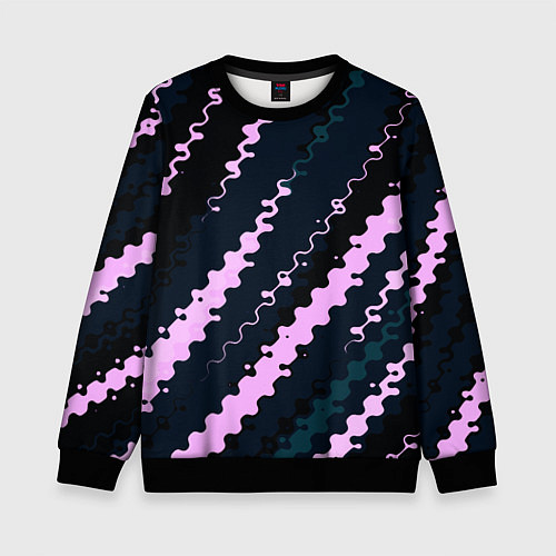 Детский свитшот Тёмно-синий с розовым искажённые полосы / 3D-Черный – фото 1