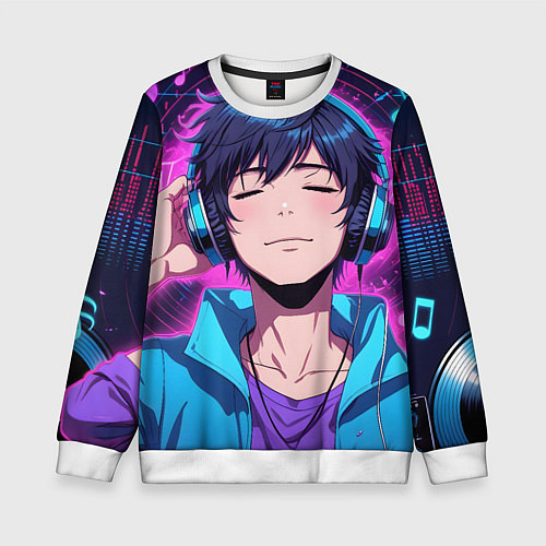 Детский свитшот Любитель музыки / 3D-Белый – фото 1