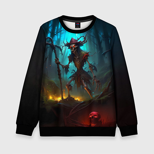 Детский свитшот Скелет в мрачном лесу / 3D-Черный – фото 1