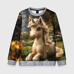 Свитшот детский Единорожка кофейного цвета, цвет: 3D-меланж