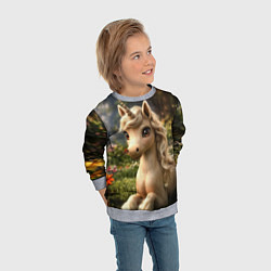 Свитшот детский Единорожка кофейного цвета, цвет: 3D-меланж — фото 2